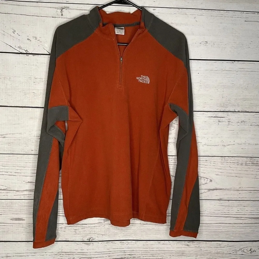 The North Face TKA 100 Men's Brown 1/4 Zip Mock Neck Fleece Sweatshirt Size M